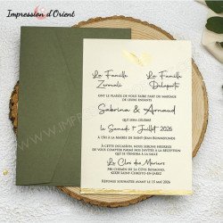 Faire-Part OLIVIA - Mariage chic vert olive avec palme dorée