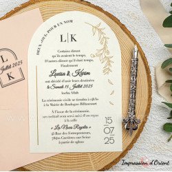 Faire-part mariage arrondi rose pale - Enveloppe personnalisée