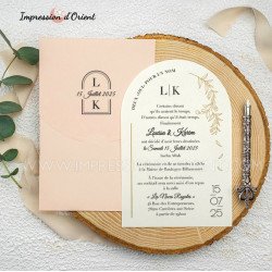 Faire-part mariage arrondi rose pale - Enveloppe personnalisée