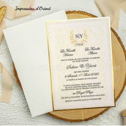 Faire-Part GRACE - Mariage baroque chic avec initiales et dorure