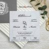 Faire-part PERLA - Invitation mariage argenté carré avec initiales