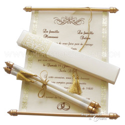 Said-Or Scroll Invitation - Gold Wedding Invitation in Cream Case with Golden Arabesques