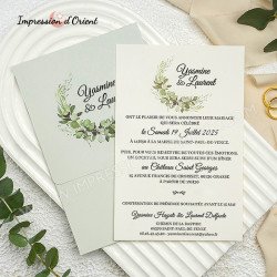 Faire-Part IRIS - Invitation nature chic avec enveloppe personnalisée au motif fleuri