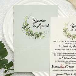 Faire-Part IRIS - Invitation nature chic avec enveloppe au motif fleuri