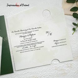 Faire-part mariage NATURE - Effet marbré vert avec dorure