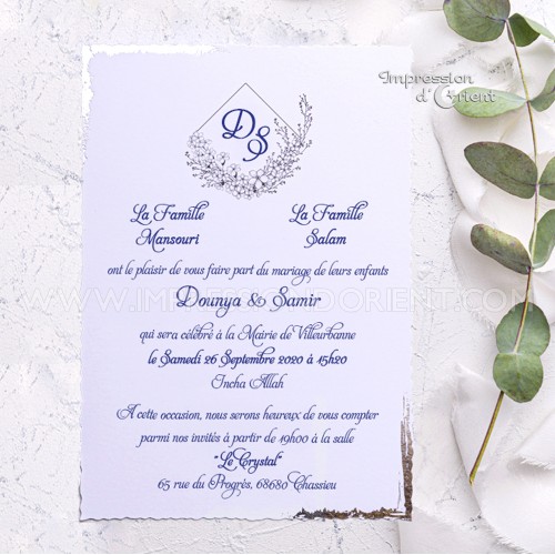 Faire part mariage en français - Carte invitation mariage - Modèle