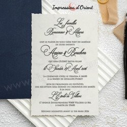 Faire-part mariage pochette bleu - Étui personnalisé argenté en option