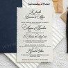 Faire-part mariage pochette bleu - Étui personnalisé argenté en option