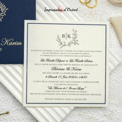 Faire-part AZUL - Invitation mariage chic bleu nuit avec dorure et étui personnalisé