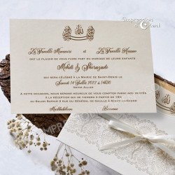 Faire-part ALMA - Invitation avec calligraphie effet dentelle avec ruban