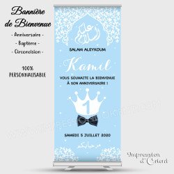 Bannière de Bienvenue "KAMIL" Anniversaire, Baptême, Circoncision