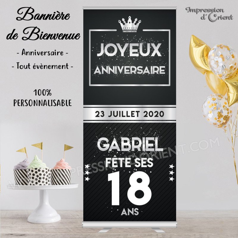 Bannière de bienvenue anniversaire "GABRIEL"