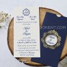 Faire-part ELZA - Invitation mariage bleu et or avec dorure baroque