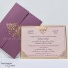 Faire-part MELISSA - Invitation prestige mauve avec arabesques dorées