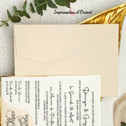 Faire-part SERENA - Invitation bicolore rose nude et dorure