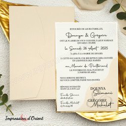 Faire-part SERENA - Invitation bicolore rose nude et dorure