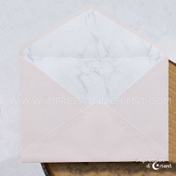 Faire-part MARBRE-ROSE - Invitation effet marbre avec enveloppe rose pâle