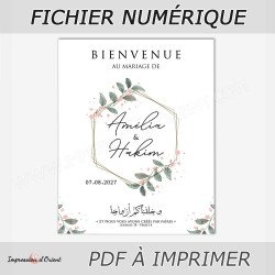 Affiche bienvenue Mariage - Amélia fichier numérique PDF, sans impression