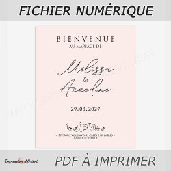 Affiche Bienvenue Mariage - Mélissa "rose pâle" fichier numérique à imprimer