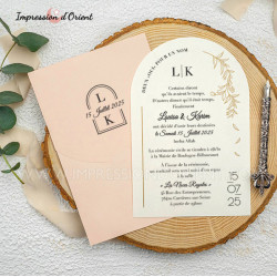 copy of Faire-part mariage arrondi rose pale - Enveloppe personnalisée