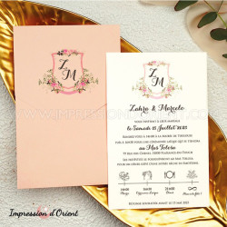 copy of Faire-part LISON - Invitation rose, écusson floral et programme