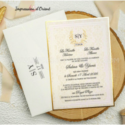 Faire-part GRACE - Mariage baroque chic avec initiales et dorure avec personnalisation de l'enveloppe