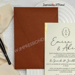 Échantillon TERRACOTTA - Invitation raffinée avec dorure et enveloppe ocre