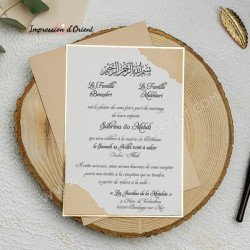Faire-Part STELLA - Faire-part avec dorure et enveloppe taupe
