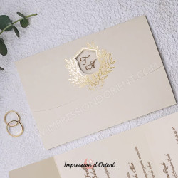 Convite de casamento AMANDA - Design elegante em dourado com iniciais