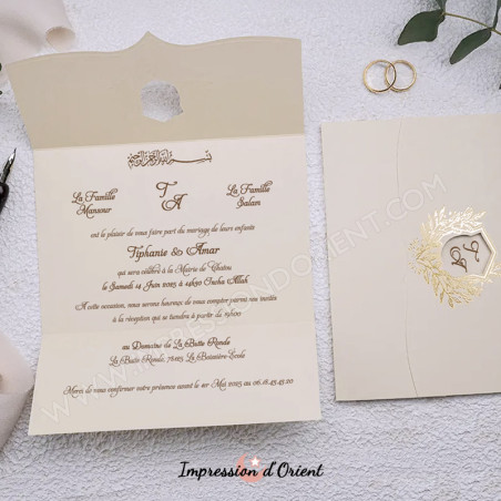 AMANDA Wedding Invitation - Elegant gold design with initials