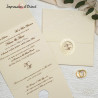 Faire-part ANNA - Invitation mariage carré 2 plis avec dorure et initiales