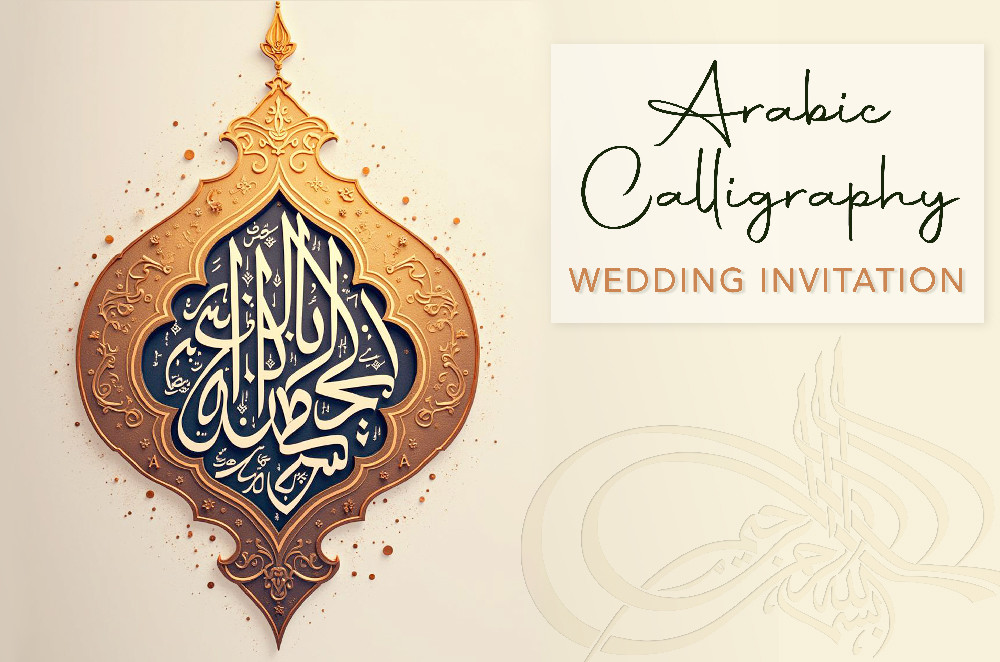 Arabische Kalligrafie auf orientalischen Hochzeitseinladungen